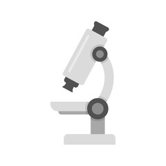 Microscope icon in flat style. Laboratory analysis vector illustration on isolated background. Biological research sign business concept.