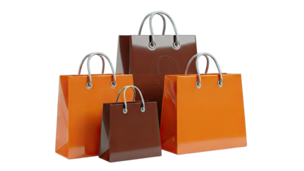 Shopping Bags Grouped on White Background