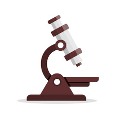 Microscope icon in flat style. Laboratory analysis vector illustration on isolated background. Biological research sign business concept.