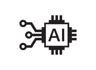 Artificial intelligence cpu icon in flat style. Microchip for AI generation vector illustration on isolated background. Prompt algorithm sign business concept.