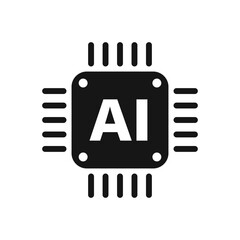 Artificial intelligence cpu icon in flat style. Microchip for AI generation vector illustration on isolated background. Prompt algorithm sign business concept.
