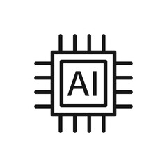 Artificial intelligence cpu icon in flat style. Microchip for AI generation vector illustration on isolated background. Prompt algorithm sign business concept.