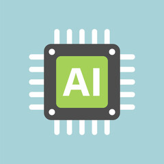 Artificial intelligence cpu icon in flat style. Microchip for AI generation vector illustration on isolated background. Prompt algorithm sign business concept.