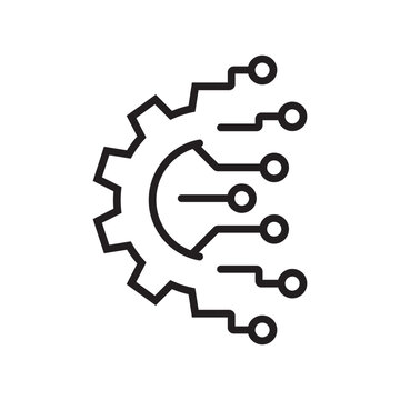 AI tech icon in flat style. Digital transformation vector illustration on isolated background. Cogwheel framework sign business concept.