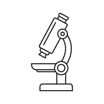 Microscope icon in flat style. Laboratory analysis vector illustration on isolated background. Biological research sign business concept.