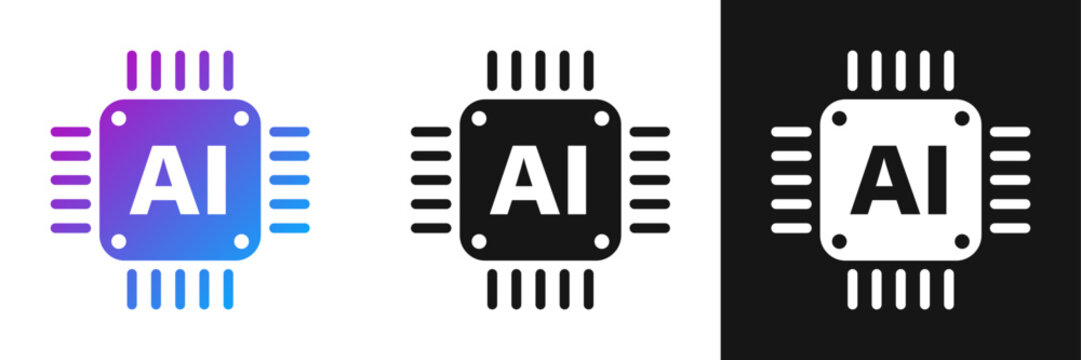 Artificial intelligence cpu icon in flat style. Microchip for AI generation vector illustration on isolated background. Prompt algorithm sign business concept.