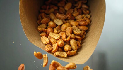 Roasted Peanuts Overflowing from a Paper Cone.