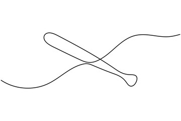 Obraz premium Baseball bat icon continuous one line drawing on white background minimalist modern sport equipment single and double strike symbol outline vector illustration