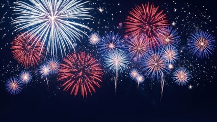 Colorful fireworks display against a dark evening sky