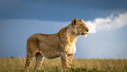 Lioness in the African Savannah - A Portrait of Strength and Serenity.