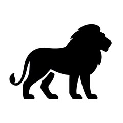 A wild lion black silhouette vector illustration featuring a nature-inspired animal icon outline for wildlife logo design among other mammals like the panther and rhino