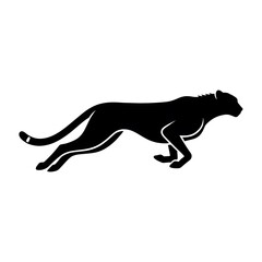 Isolated black vector illustration of wild and domestic animal silhouettes including a running horse, a lion, and a dog