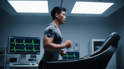 Athlete Running on Treadmill for High-Tech Sports Lab Test - Powered by Adobe