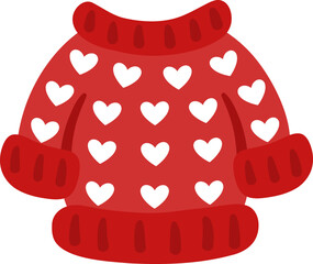 Valentines heart love knitted sweater outfits vector illustration