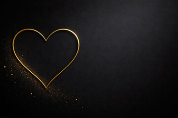 A beautiful and minimalistic gold heart design on a textured dark background