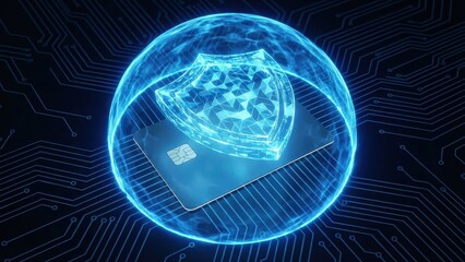 Digital Shield Protecting Credit Card. Ai generation