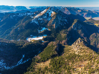 Fly with me along the Chiemgau mountain landscape with a stunning view to the Hochgern mountain peak