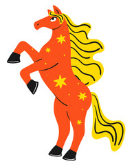 Colorful Chinese New Year horse. Hand drawn bright animal. Doodle style flat vector illustration.