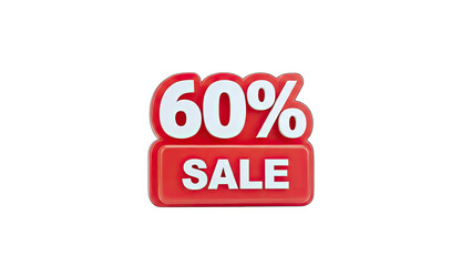 3D 60% Off Sale Badge with Transparent Background