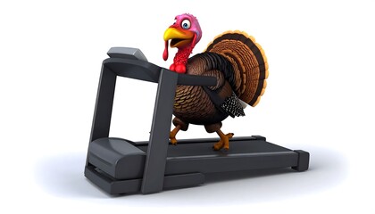 Turkey on a Treadmill - A Humorous Thanksgiving Fitness Image.