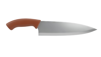 3D Chef Knife on transparent background