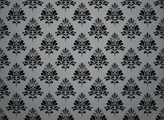 Floral pattern. Seamless vector background. Vintage wallpaper in the Baroque style. Gray and black ornament for fabric, wallpaper, packaging. Ornate Damask flower illustration
