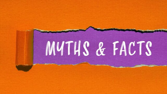 Myths and facts message writing on ripped torn paper background