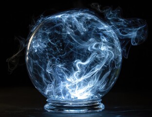 Mystical orb of light with swirling energy illuminated on a dark background