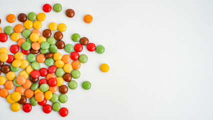Colorful candies on white background