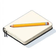 Notebook and pencil illustration for education writing or creative projects