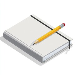 Notebook and pencil illustration for note taking and creative writing concept