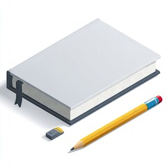 Notebook pencil and eraser illustration creative writing and education concept