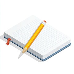 Notebook with pencil illustration of writing and creativity concept