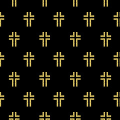 Obraz premium Christian Cross stone seamless pattern isolated on black background