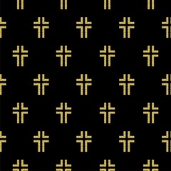 Fototapeta premium Christian Cross stone seamless pattern isolated on black background