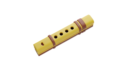 3D Yellow recorder with brown accents on transparent background