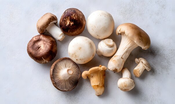 composition of assorted fresh edible mushrooms