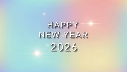 Happy new year 2026 greeting card with colorful background