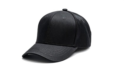 Black Baseball Cap on White Background - A Simple and Stylish Accessory.