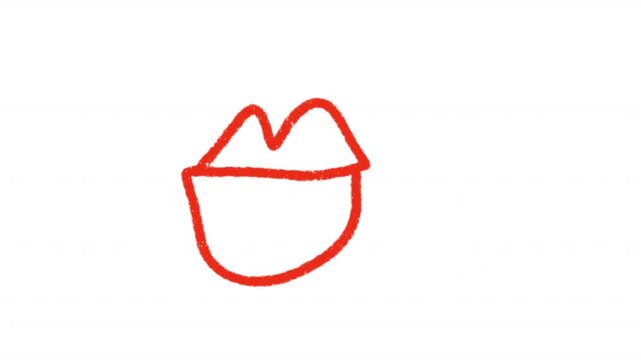 Hand-drawing lips mouth doodle grunge circle highlights animation, marker with transparent background