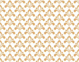Flower geometric pattern. Seamless vector background. White and golden ornament