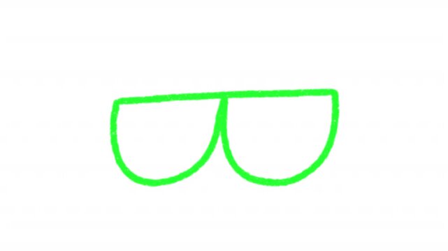 Hand-drawn eyeglasses doodle highlights animation, marker with transparent background