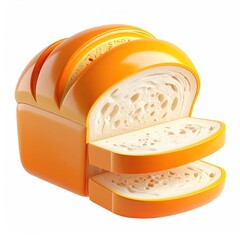 Stylized loaf of bread, sliced to reveal interior texture
