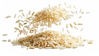 Two heaps of grains with grains falling from the upper pile