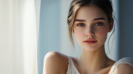 Beauty portraits of female in ultra-realistic commercial photo style.