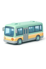 Stylized 3D Cartoon Bus with Pastel Colors