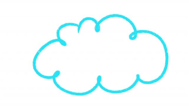 Hand-drawing cloud doodle grunge circle highlights animation, marker with transparent background