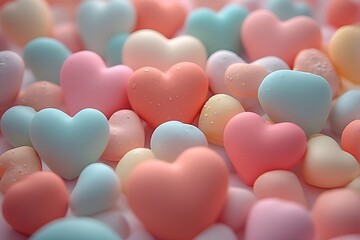 Modern Silicone Hearts Pastel Color Scheme with Soft Ambient Lighting.