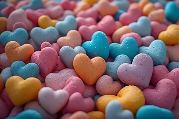 Modern Silicone Hearts Cute Aesthetic Flat Lay Pastel Arrangement.