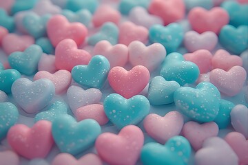 Modern Silicone Hearts with Pastel Texture and Smooth Tactile Surfaces.